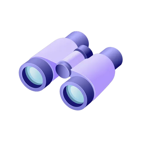 3d cartoon binoculars graphic for travel adventure and exploration marketing designs PNG