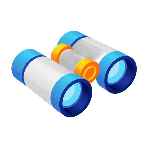 3d cartoon binoculars illustration for travel adventure and outdoor exploration marketing PNG