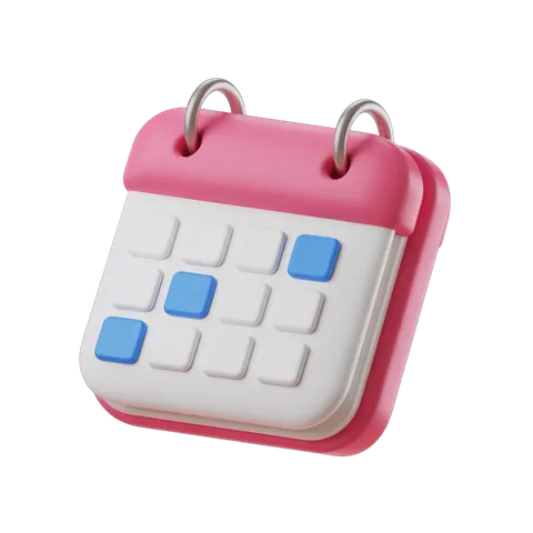 3d cartoon calendar clipart with blue marked dates for planning and scheduling events PNG