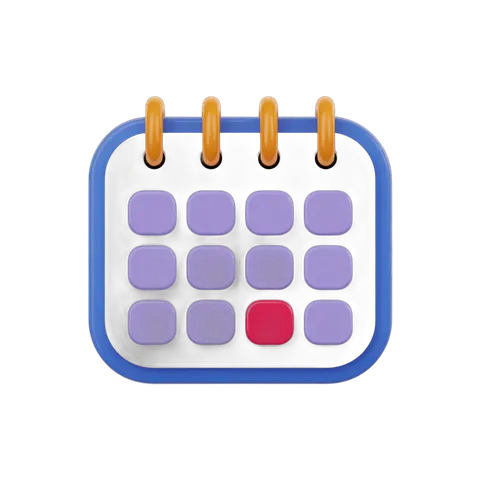3d cartoon calendar clipart with highlighted date for event planning and scheduling PNG