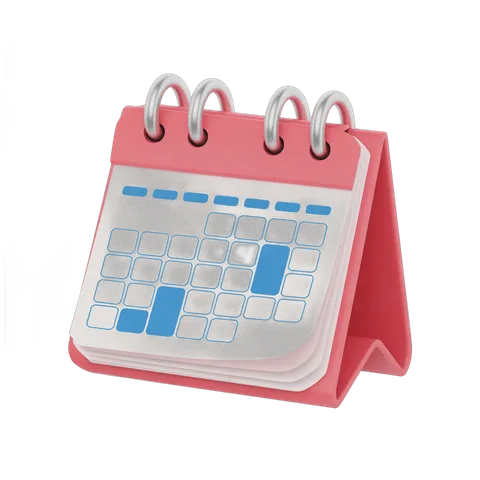 3d cartoon calendar clipart with marked dates for planning and scheduling events PNG