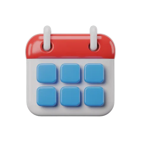 3d cartoon calendar icon with blue buttons for scheduling and planning digital designs PNG