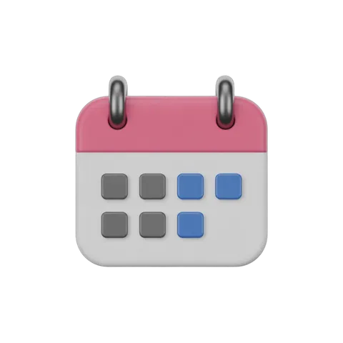 3d cartoon calendar page with dates for planning and scheduling events PNG