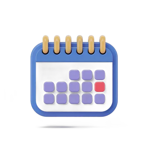 3d cartoon calendar page with highlighted date for event planning and scheduling PNG