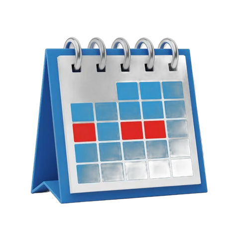 3d cartoon calendar stand with marked important dates for planning events and deadlines PNG