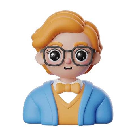 3d cartoon character scientist with glasses bow tie and lab coat for educational presentations and branding PNG