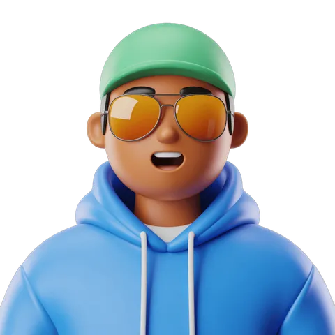 3d cartoon character wearing sunglasses and blue hoodie for casual lifestyle branding and social media graphics PNG