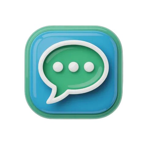 3d cartoon chat message bubble icon with dots for mobile messaging app design PNG