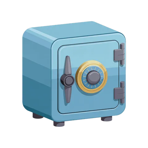 3d cartoon digital safe with combination lock for security and finance illustrations PNG