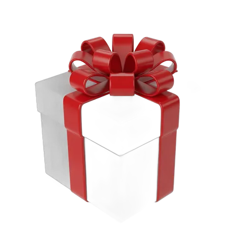 3d cartoon gift box with red ribbon bow for holiday and celebration presentations PNG