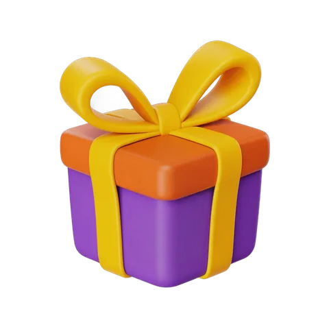3d cartoon gift box with yellow ribbon for birthday celebration presentation design PNG