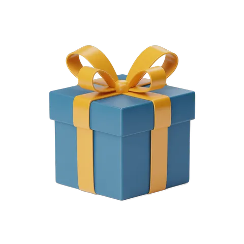 3d cartoon gift box with yellow ribbon for birthday celebration presentation design PNG