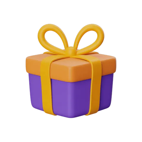 3d cartoon gift box with yellow ribbon for birthday celebration presentation PNG