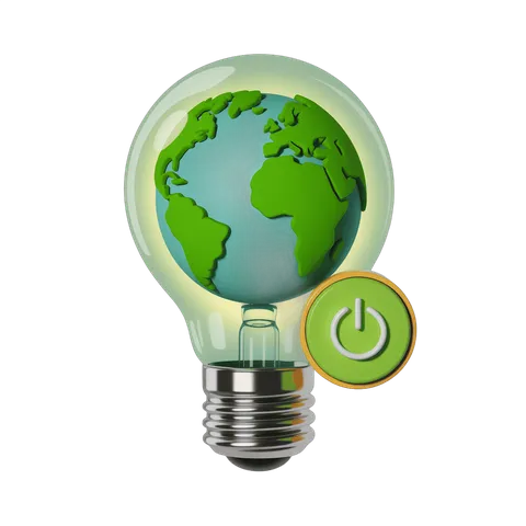3d cartoon lightbulb with glowing earth inside for eco friendly green energy concepts PNG