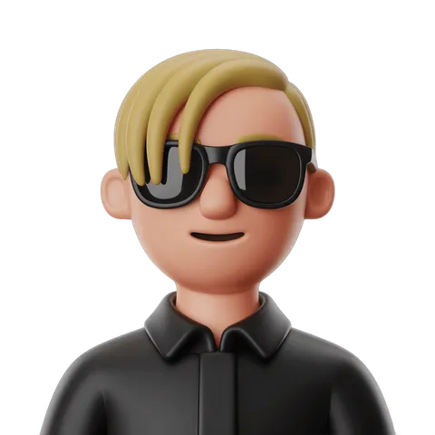3d cartoon man with blonde mohawk and sunglasses for digital illustrations and branding PNG