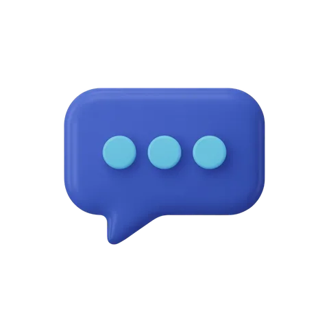 3d cartoon message bubble icon with dots for conversation or chat interface design PNG