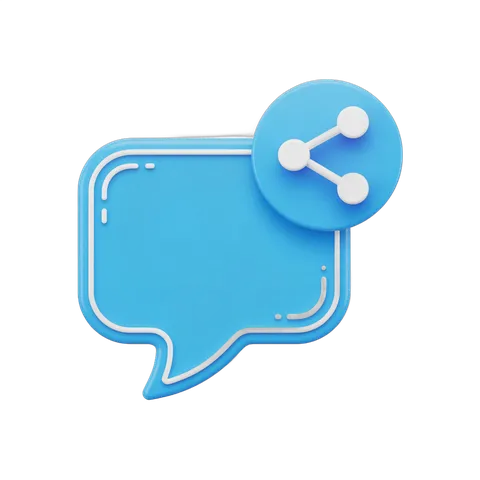 3d cartoon social media sharing icon inside speech bubble graphic element for digital marketing PNG