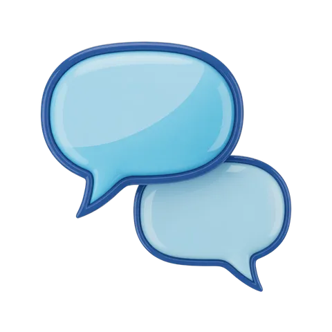 3d cartoon speech bubble graphic for communication design and presentation slides PNG