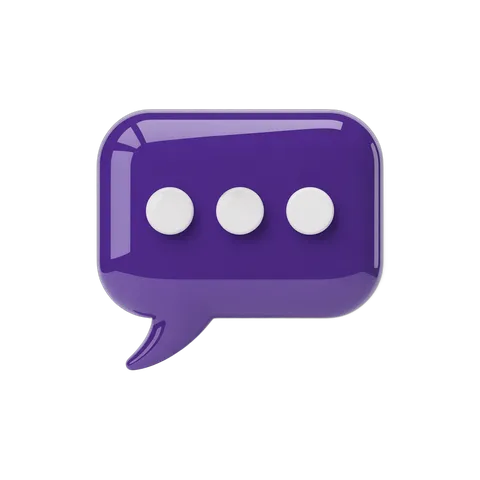 3d cartoon speech bubble graphic with three dots for dialogue or conversation design PNG