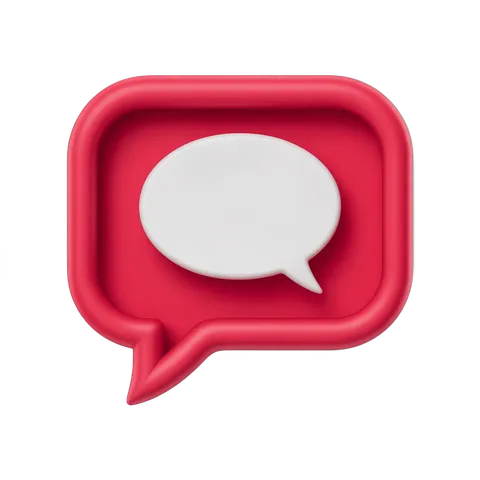 3d cartoon speech bubble icon isolated transparent background for social media chat apps PNG