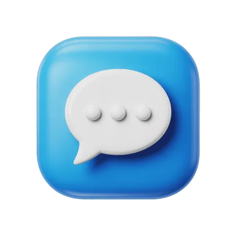 3d cartoon speech bubble icon with dots for messaging app interface design PNG