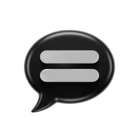 3d cartoon speech bubble icon with equal sign symbol for equality and balance design PNG