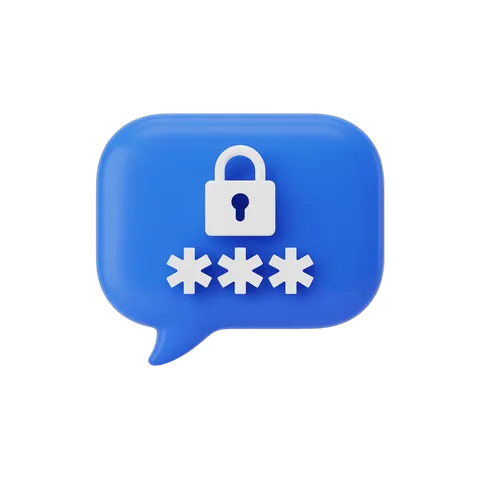 3d cartoon speech bubble icon with password lock symbol for secure messaging and privacy graphics PNG