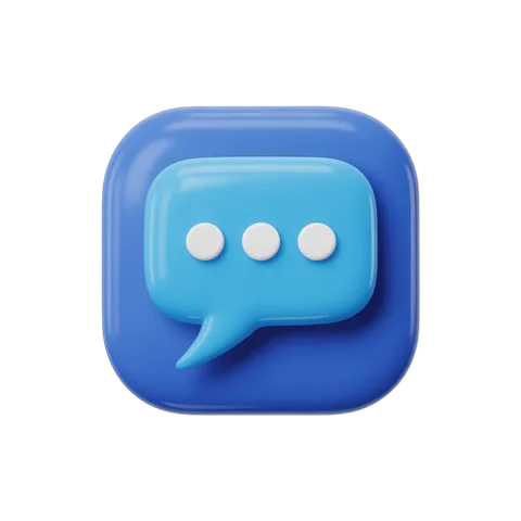 3d cartoon speech bubble icon with three dots for chat or message notifications PNG