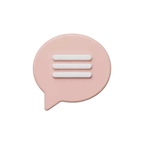 3d cartoon speech bubble icon with three horizontal lines for chat message placeholder design PNG