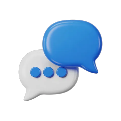 3d cartoon speech bubble icons with dots for messaging and conversation design PNG