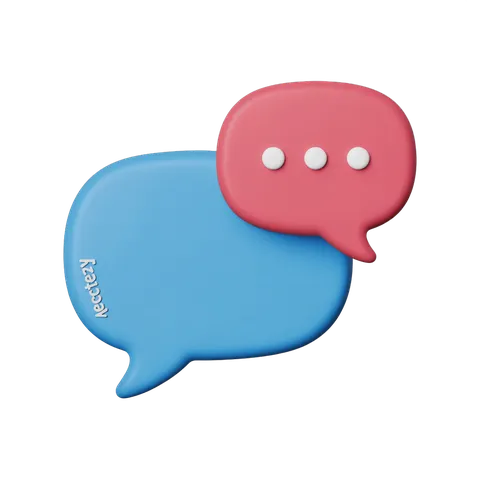 3d cartoon speech bubble illustration for conversation and communication design projects PNG