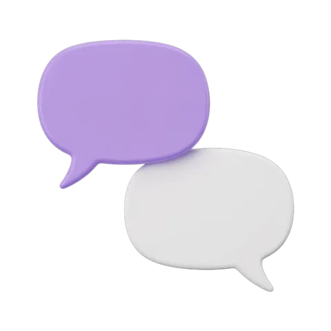 3d cartoon speech bubble pair graphic for conversation or dialogue design projects PNG