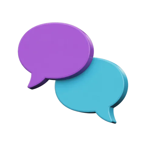 3d cartoon speech bubble pair illustration for communication and conversation design projects PNG