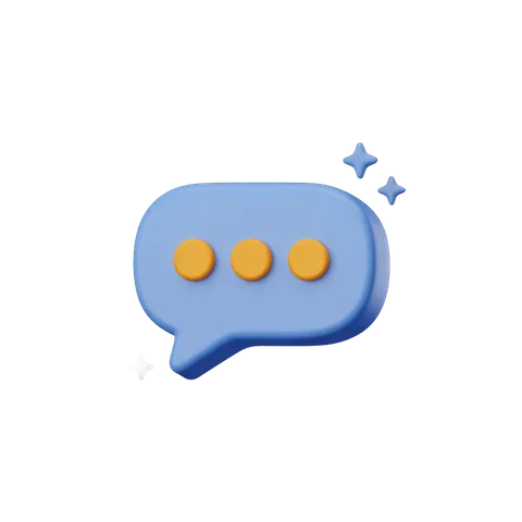 3d cartoon speech bubble with three dots for chat message placeholder design PNG