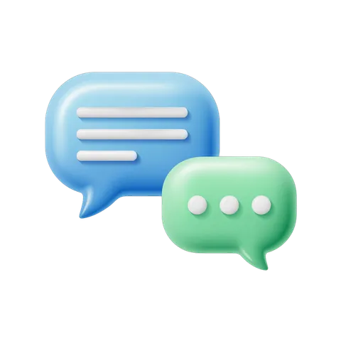 3d cartoon speech bubbles graphic for chat conversation and messaging design PNG