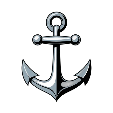 3d cartoon style anchor graphic element for nautical maritime logo design vector illustration PNG