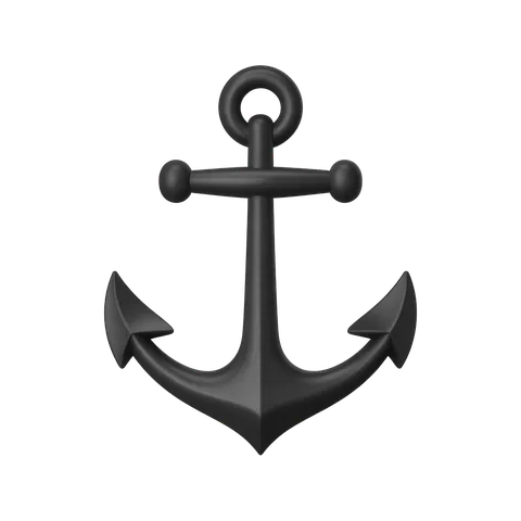 3d cartoon style anchor graphic element for nautical themes and maritime branding designs PNG