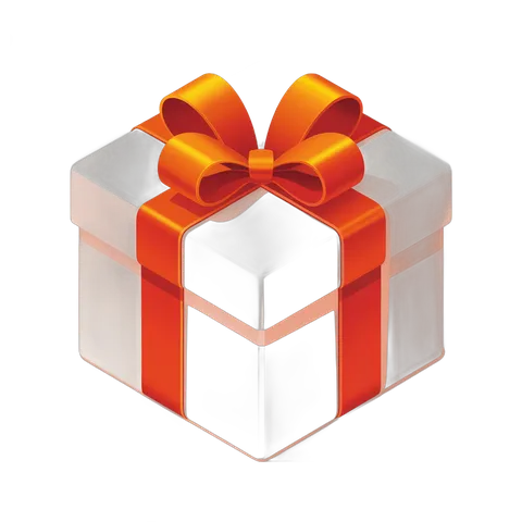 3d cartoon style gift box with orange ribbon for holiday celebration presentation design PNG