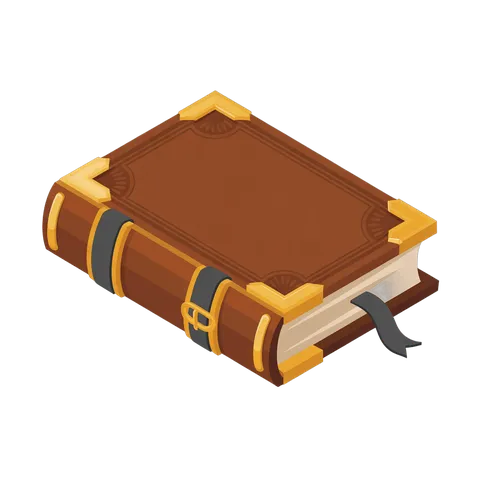 3d cartoon style isolated ancient book with ribbon marker for editorial illustrations and vintage designs PNG