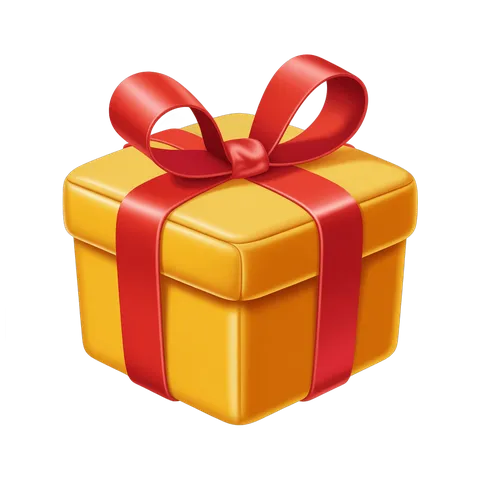 3d cartoon style rendered gift box with red ribbon for holiday presents and celebrations PNG