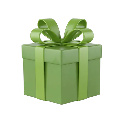 3d cartoon style rendered green gift box with bow for eco friendly earth day celebration presentation PNG