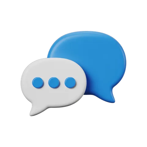 3d cartoon style speech bubble conversation graphic element for modern presentations and apps PNG