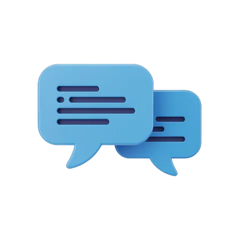 3d cartoon style speech bubble conversation graphic element for presentations and social media PNG