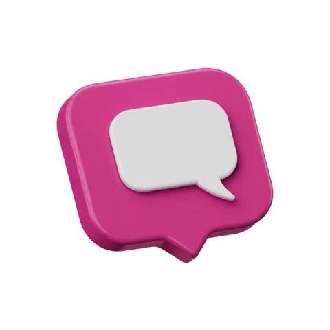 3d cartoon style speech bubble graphic element for social media chat icons and app design PNG