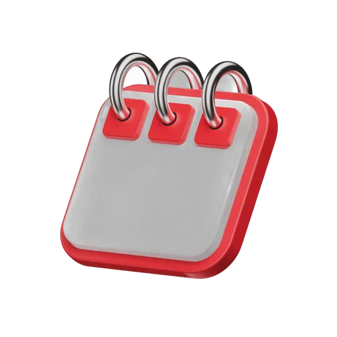 3d cartoon style spiral bound notebook icon for planning and organization use PNG