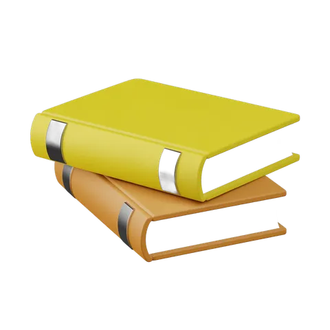 3d cartoon style stack of two books isolated on transparent background for educational marketing PNG