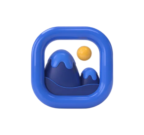 3d clipart of colorful toy with mountain and sun for children educational games and apps PNG