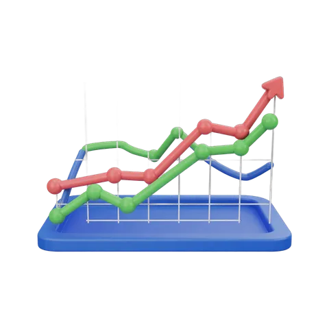 3d colorful upward business growth chart graphic for presentations and reports PNG