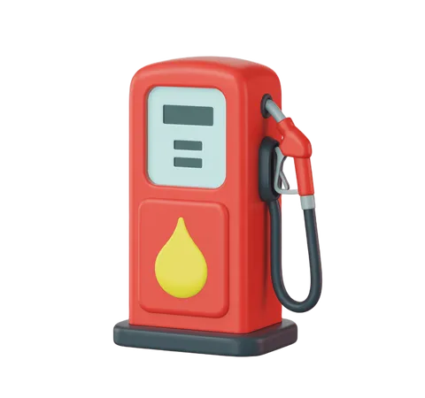 3d gas pump icon with fuel nozzle for website graphics and app design PNG