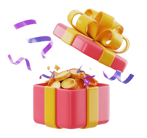 3d gift box with chocolates and colorful ribbon for celebration party decoration PNG